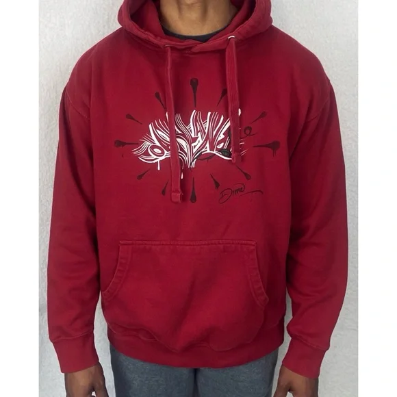 COTTON HERITAGE • Red/White Dime Graffiti Style Oakland Tree Graphic Hoodie, L - Picture 1 of 13
